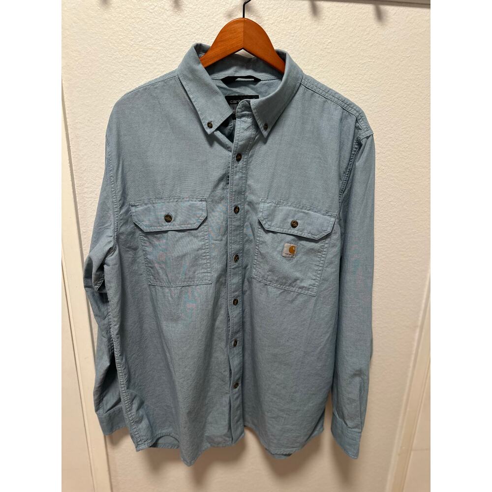 Carhartt Men's Fort Loose Fit Long Sleeve Chambray Shirt, Size Large - Picture 2 of 7